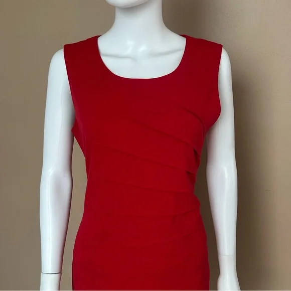Calvin Klein Red Sheath Mini Dress Scoop Neck Sleeveless - Picture 3 of 10